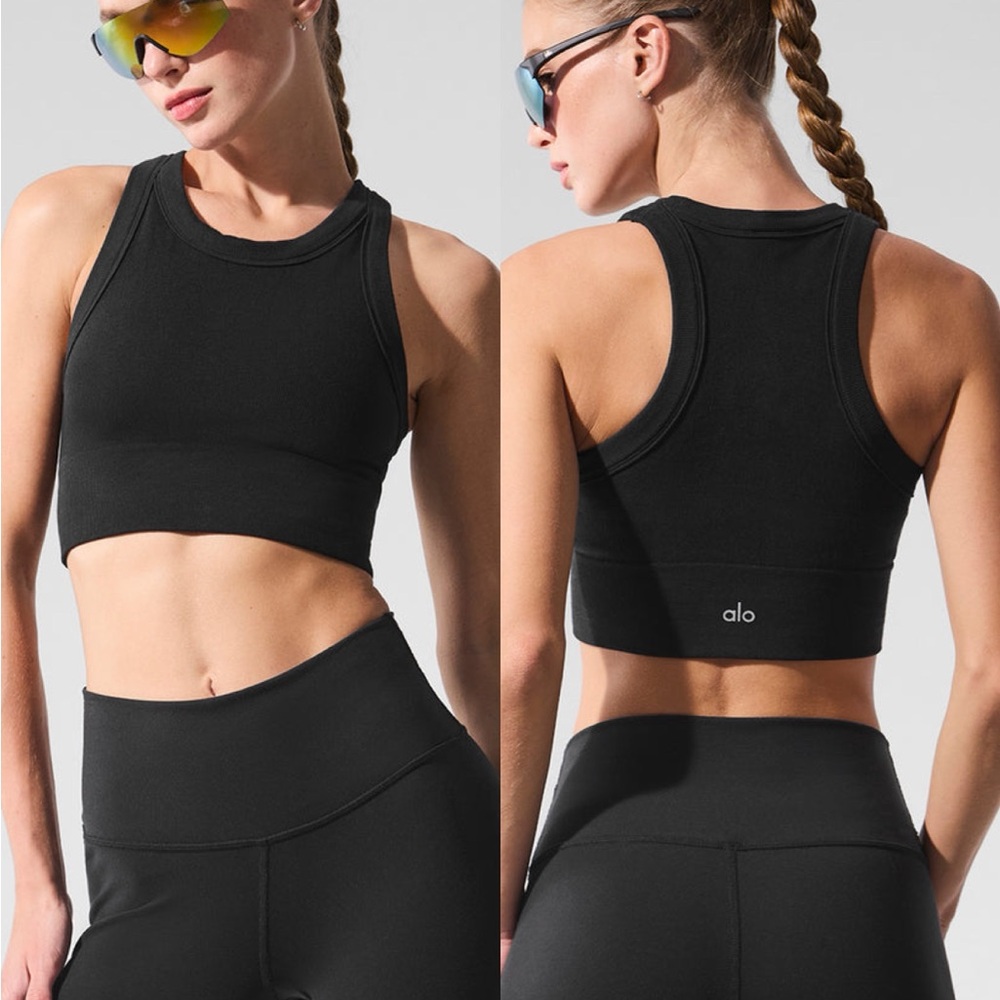 Alo Yoga Seamless Delight High Neck Bra Black Size XS NWT